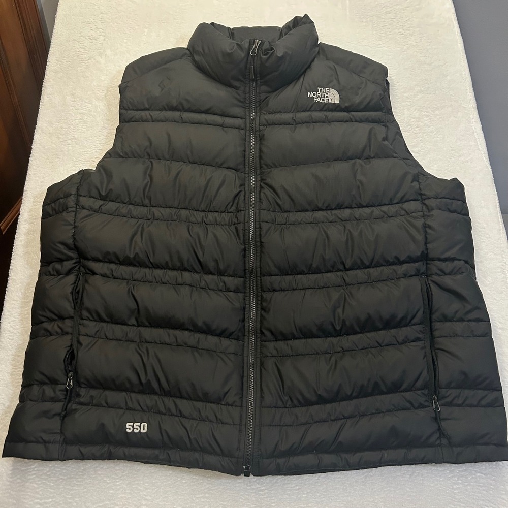 The North Face 550 Down Puffer Vest Ripstop Insulated Mens XXL Black Full Zip
